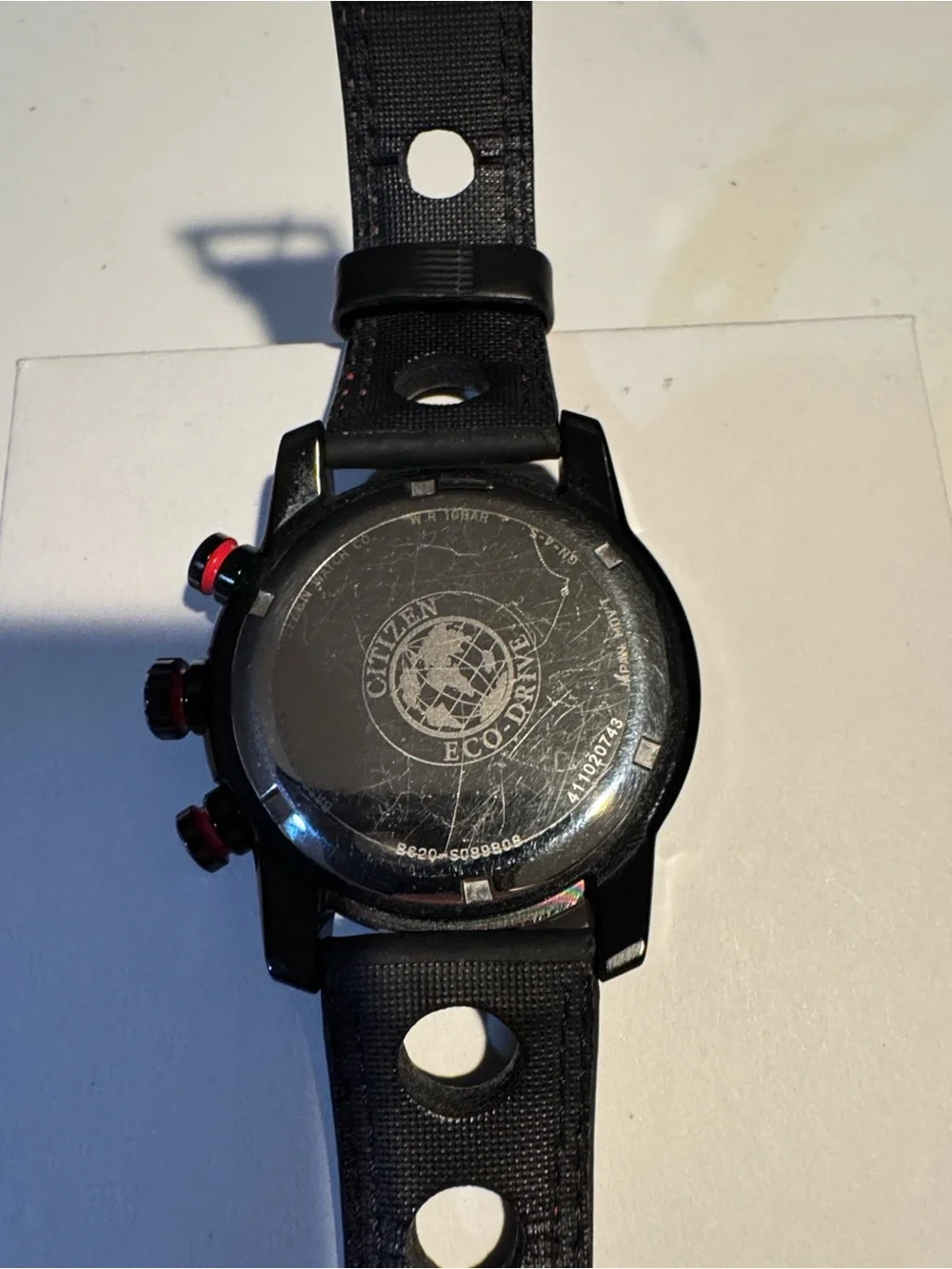 Citizen Men's Black and Red Chronograph Eco-Drive Watch